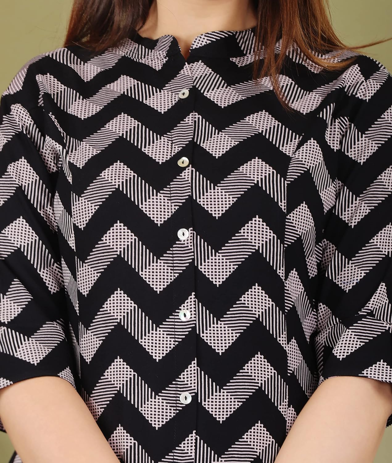 Gudwear Stylish Printed Button Down Style Shirt Top for Women