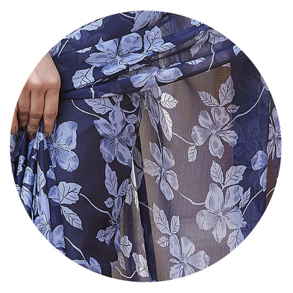 FASHION  Floral Printed Saree with Blouse Piece