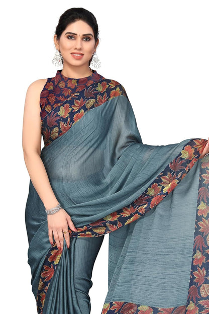 Chiffon Printed Women Saree with Blouse Piece