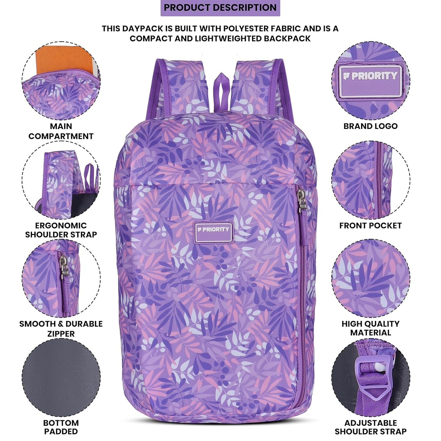 Priority 10 Ltr Trendy Small Casual Day Backpack - alphahostel.in