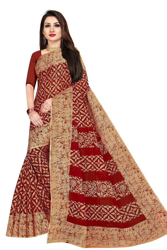 Women's Plain Pure Cotton Saree Without Blouse Piece