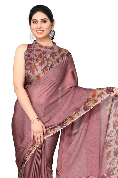 Chiffon Printed Women Saree with Blouse Piece