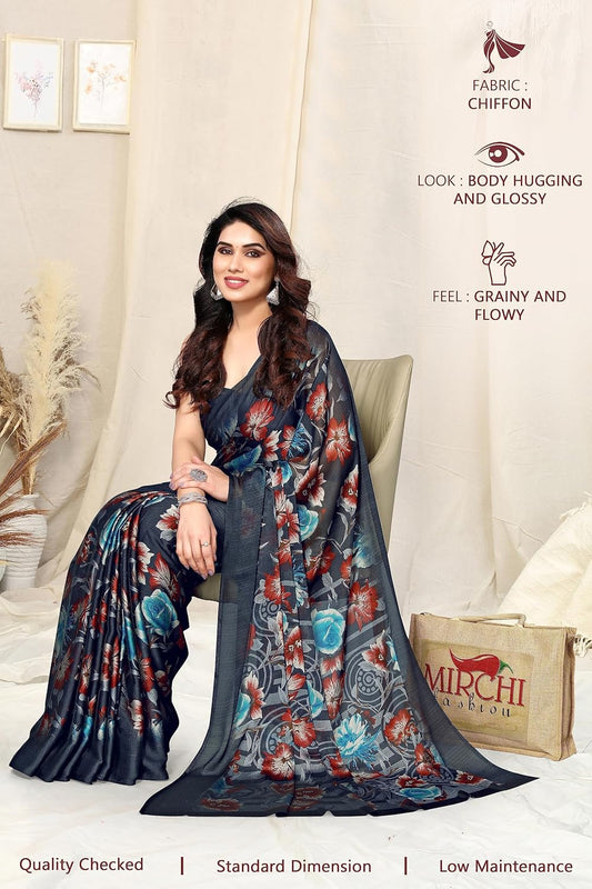 Women's  Printed Saree with Blouse Piece