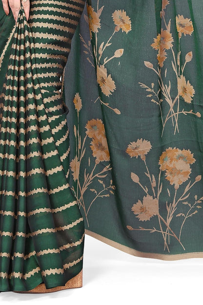 FASHION Women's  Floral Printed Saree with Blouse Piece