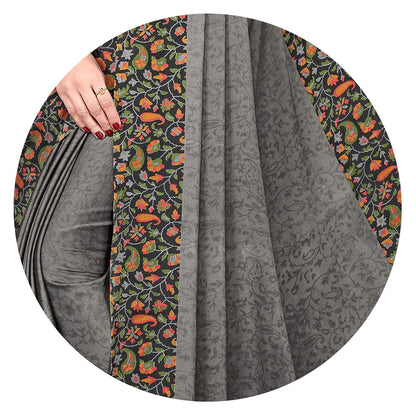 Chiffon Printed Women Saree with Blouse Piece