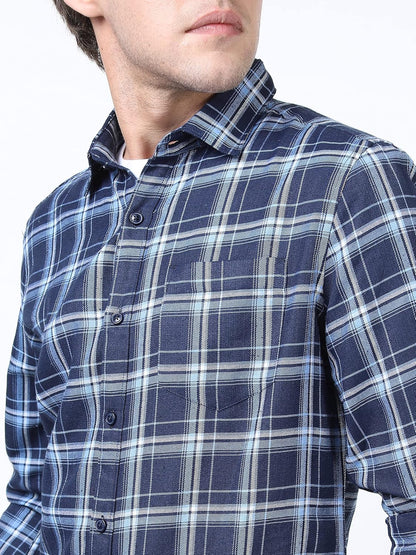 KETCH Men's Polyester Slim Fit Checked Full Sleeve Shirt