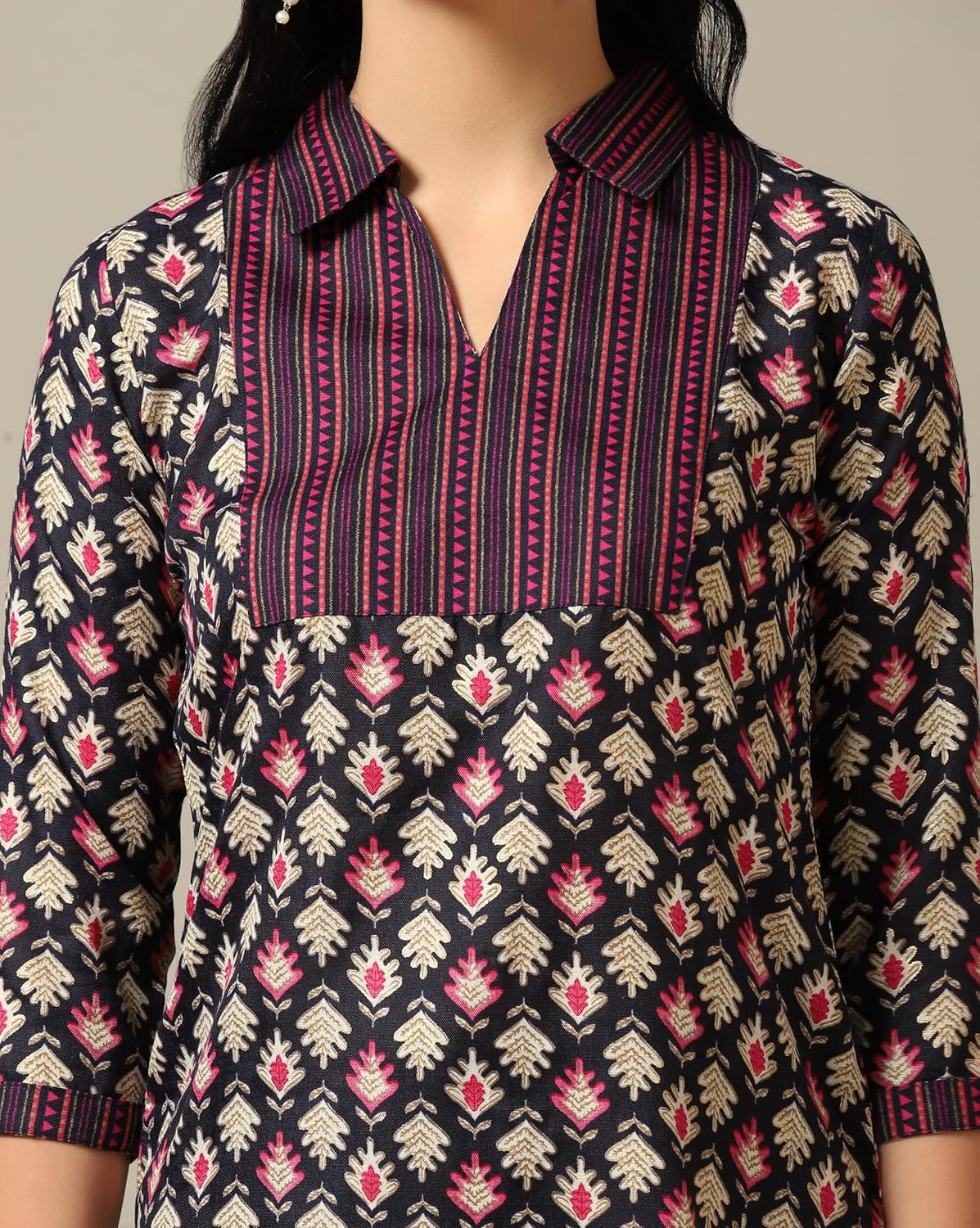Women's Cotton Blend Printed Straight Kurta with Pant