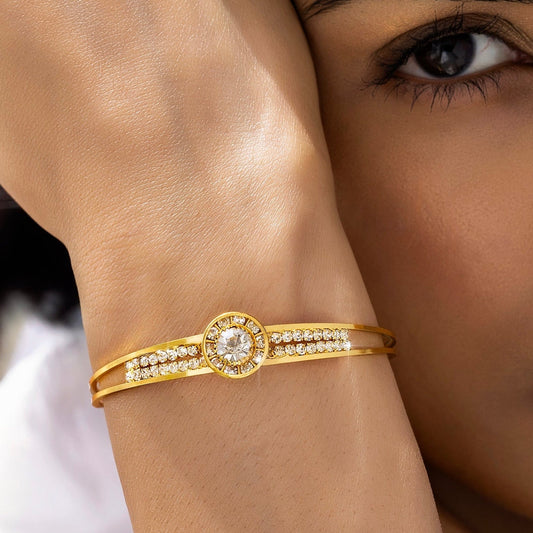 Crystals Bangle Bracelet (Adjustable Size)
