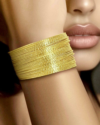 Gold Plated Multilayer Bangle Bracelet (Adjustable Size)