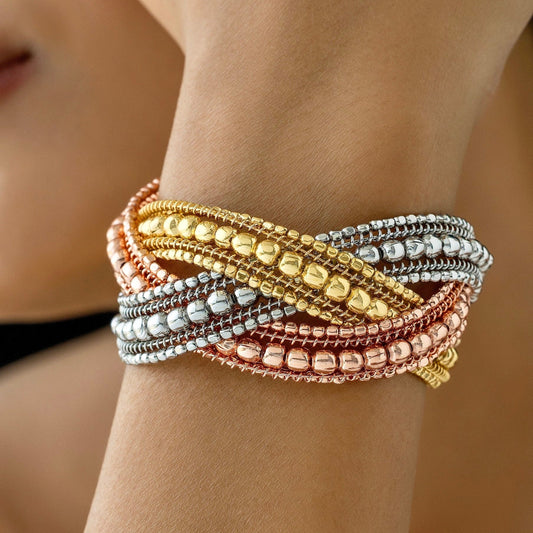 Exclusive Limited Edition Tri-Tone Cuff Bracelet (Adjustable Size)