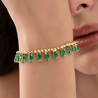 Marquise Crystal Charms-Style Chain Bracelet
