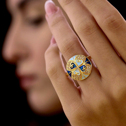 Golden Multicoloured Princess Ring (Adjustable Size)