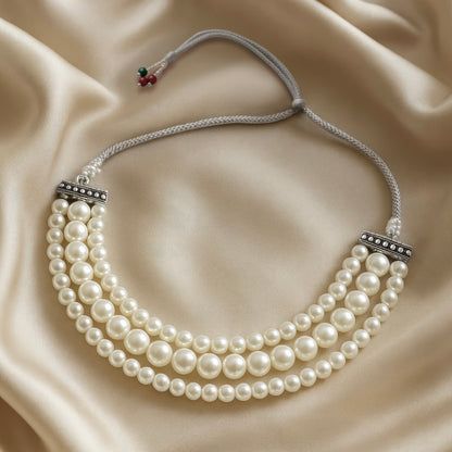 Triple Layer Pearl Choker Necklace Set