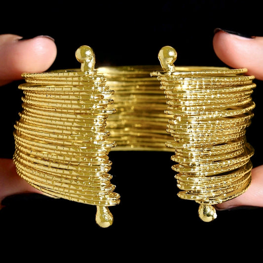 Gold Plated Multilayer Bangle Bracelet (Adjustable Size)