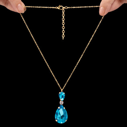 Aquamarine Drop Crystal Pendant Necklace