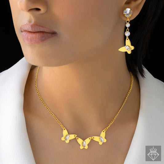 Butterfly Necklace Set With Earrings
