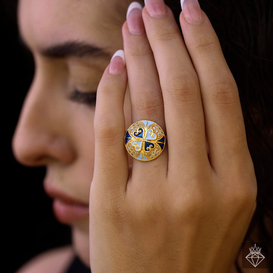 Golden Multicoloured Princess Ring (Adjustable Size)