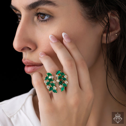 Leafy Crystal Ring (Adjustable Size)
