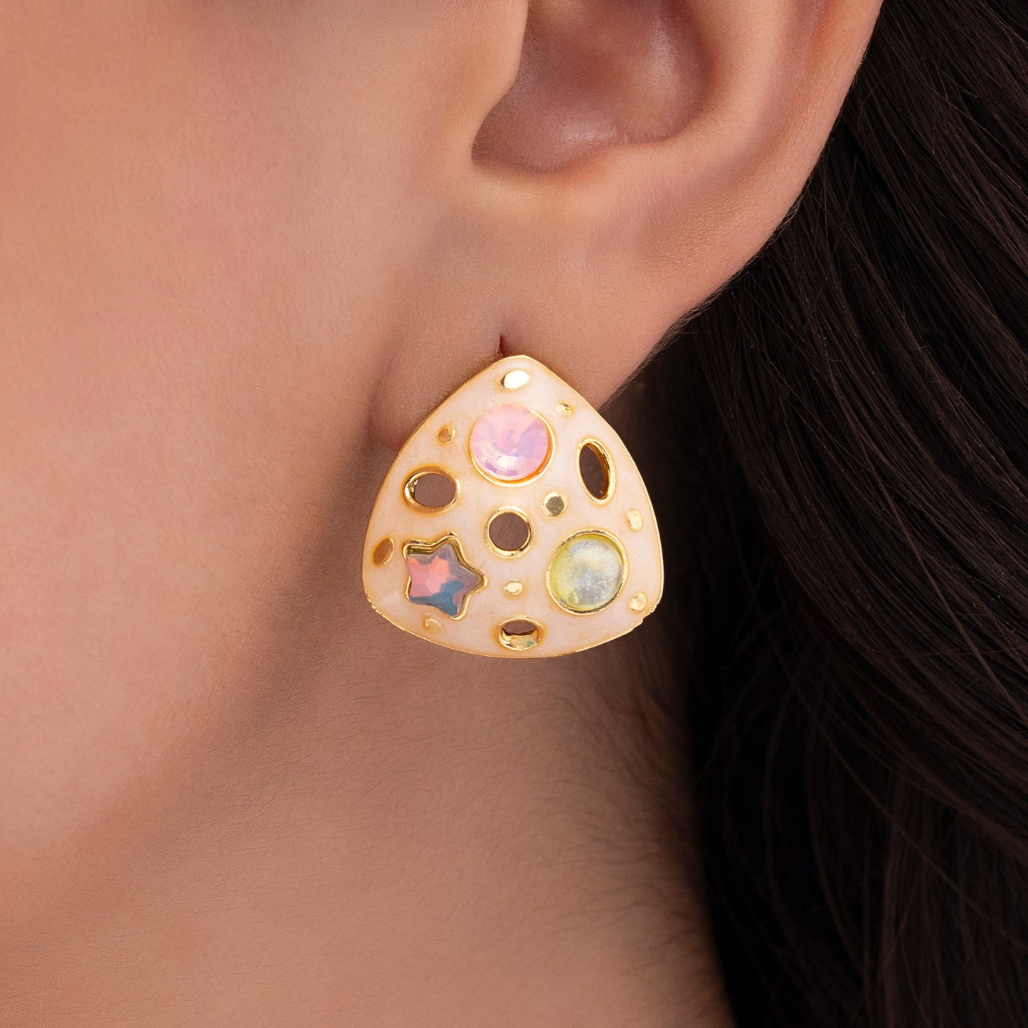 Peach Enamel Triangle Crystal Tops
