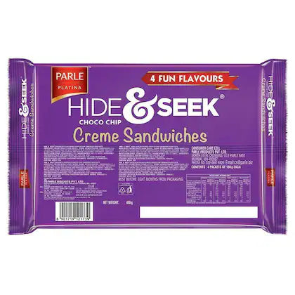 Parle Hide & Seek 4 Flavour Choco Chip Creme Biscuit 400 g