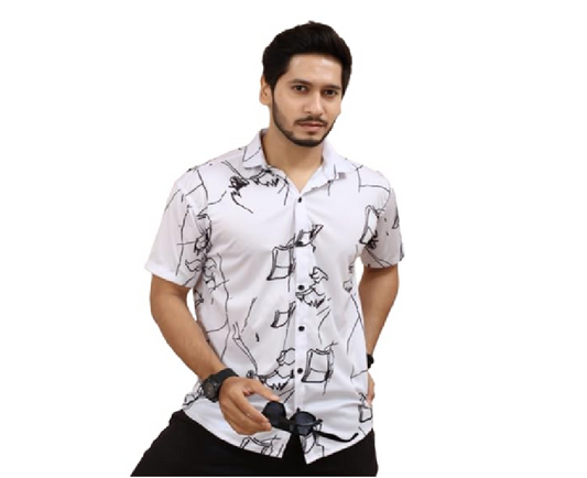 MART Men's Printed Lycra Half Sleeve Shirt Fashionable