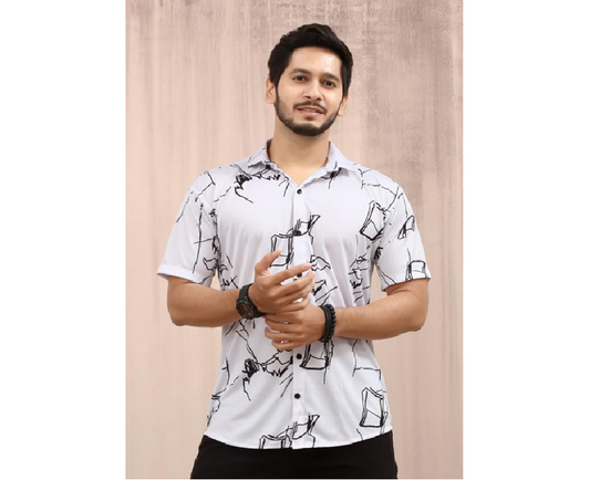 MART Men's Printed Lycra Half Sleeve Shirt Fashionable