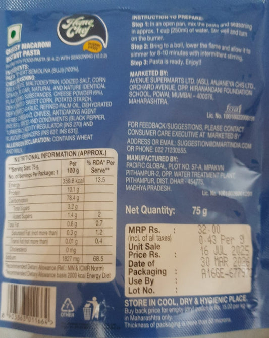 home chef instant pasta- cheesy macroni