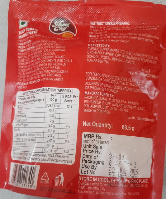 home chef instant pasta- tangy tomato