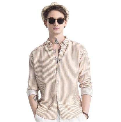 U-Turn Men's Cotton Casual Printed Striped Stylish