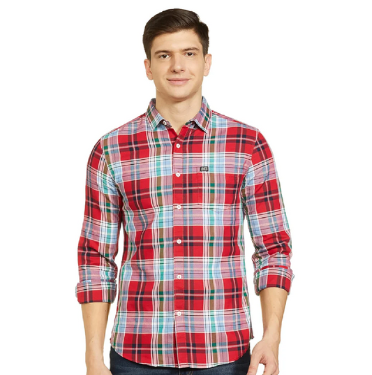 The Indian Garage Co Men's Cotton Slim Fit Checkered