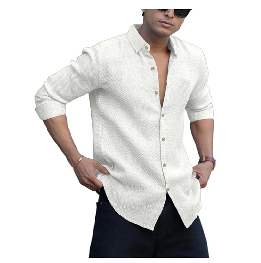 Men's Solid Linen Cotton Shirt | Casual | Plain