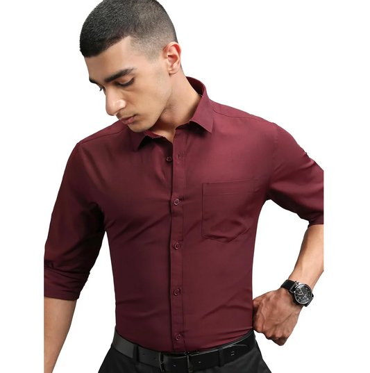 Highlander Men's Solid Slim Fit Shirt