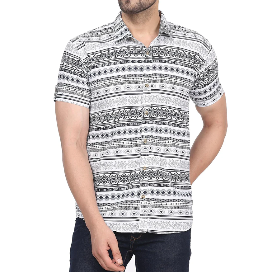 CVC Men's Regular Fit Half Sleeve Printed Shirt