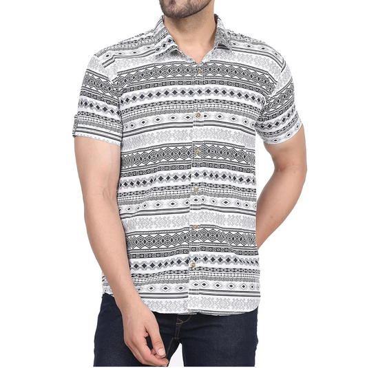 CVC Men's Regular Fit Half Sleeve Printed Shirt