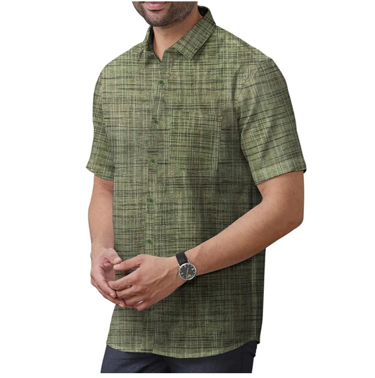 Men's Cotton Khadi Shirt, Half Sleeve, Front Pocket