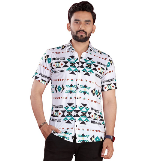 FABDECK Men's Short Sleeve Shirt, Aztec Geometric