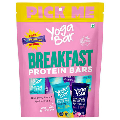 Yogabar Blueberry Pie & Apricot Fig Protein Bar 290 g | 6 + 1 FREE